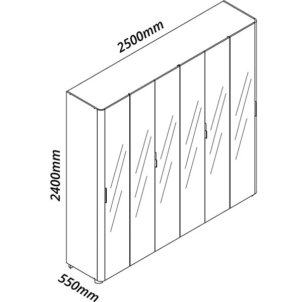 ROPERO 6 PUERTAS REFLECTA CON LED CON PATAS INNOVA GELIUS OFF WHITE