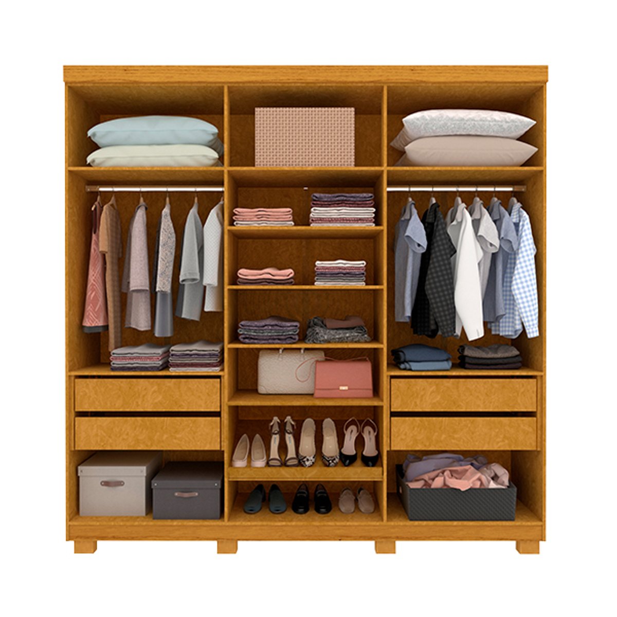 ROPERO 6 PUERTAS REFLECTA CON LEDS CON ESPEJO IMPERATRIZ GELIUS NATURE - 3