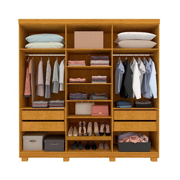 ROPERO 6 PUERTAS REFLECTA CON LEDS CON ESPEJO IMPERATRIZ GELIUS NATURE