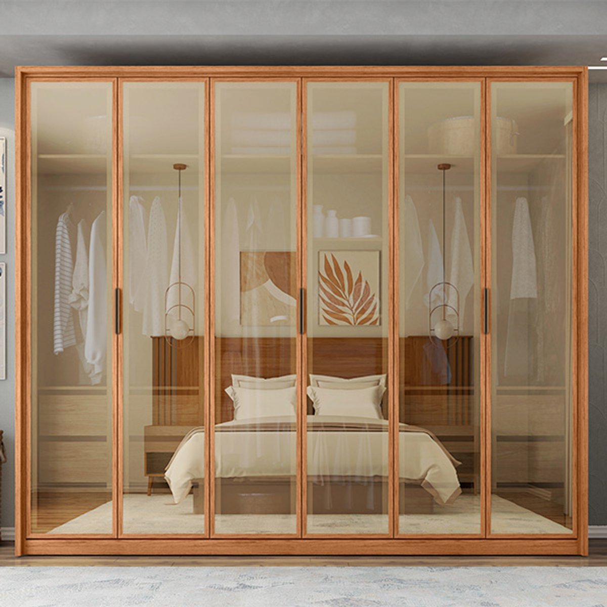 ROPERO 6 PUERTAS VIDRIO REFLECTA REFLEX 2.7 FREIJO