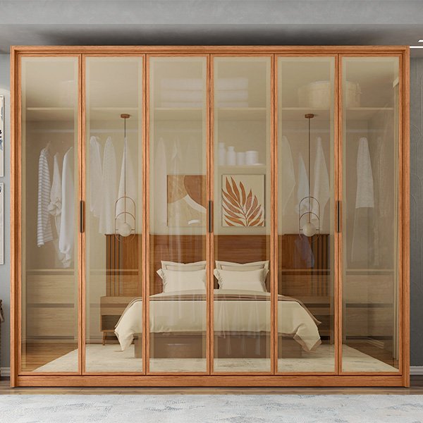 ROPERO 6 PUERTAS VIDRIO REFLECTA REFLEX 2.7 FREIJO