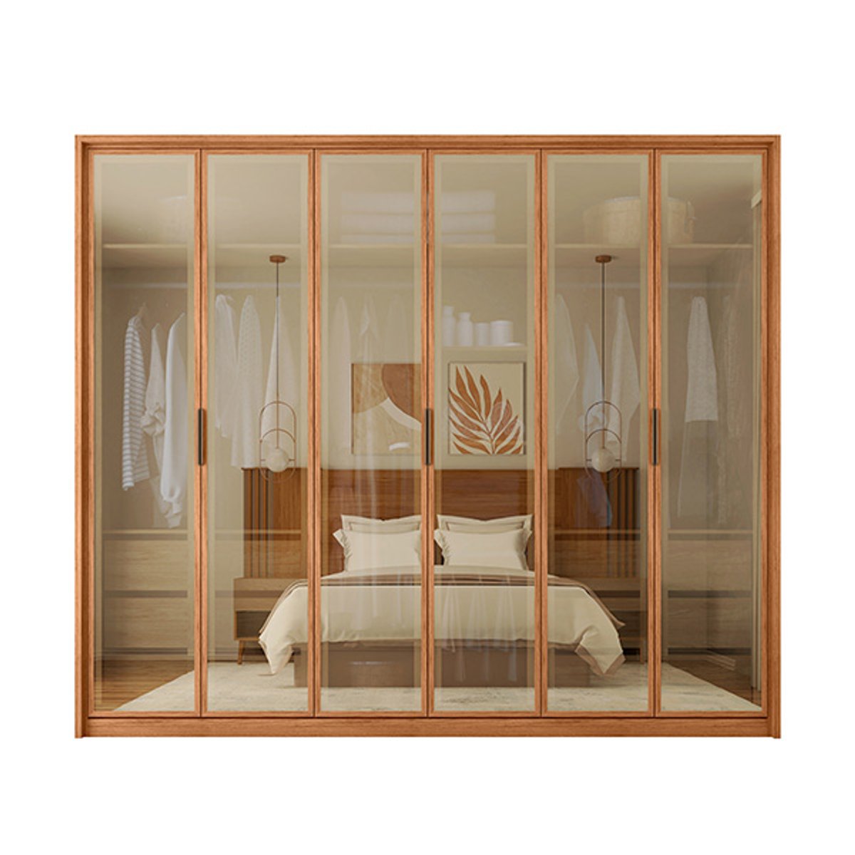 ROPERO 6 PUERTAS VIDRIO REFLECTA REFLEX 2.7 FREIJO - 2