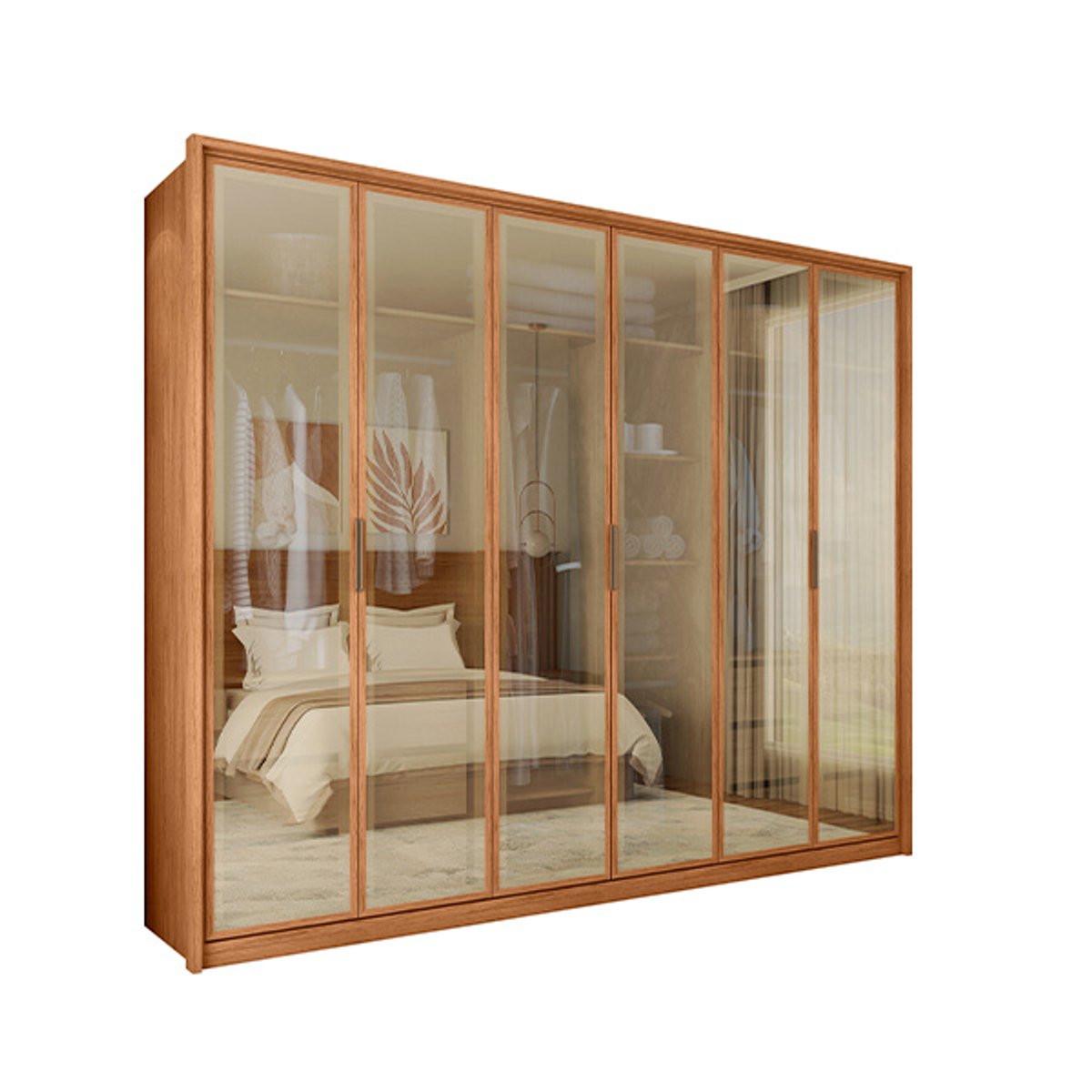 ROPERO 6 PUERTAS VIDRIO REFLECTA REFLEX 2.7 FREIJO - 5