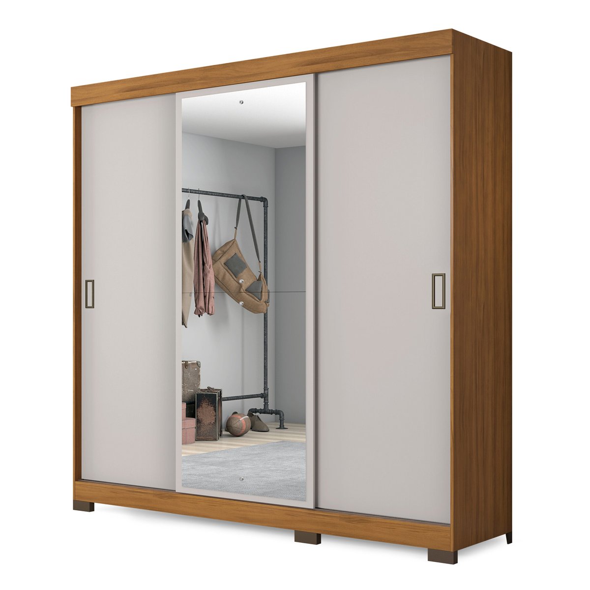 ROPERO 3 PUERTAS CORREDIZAS CON ESPEJO NT5020 FREIJO TREND|OFF WHITE