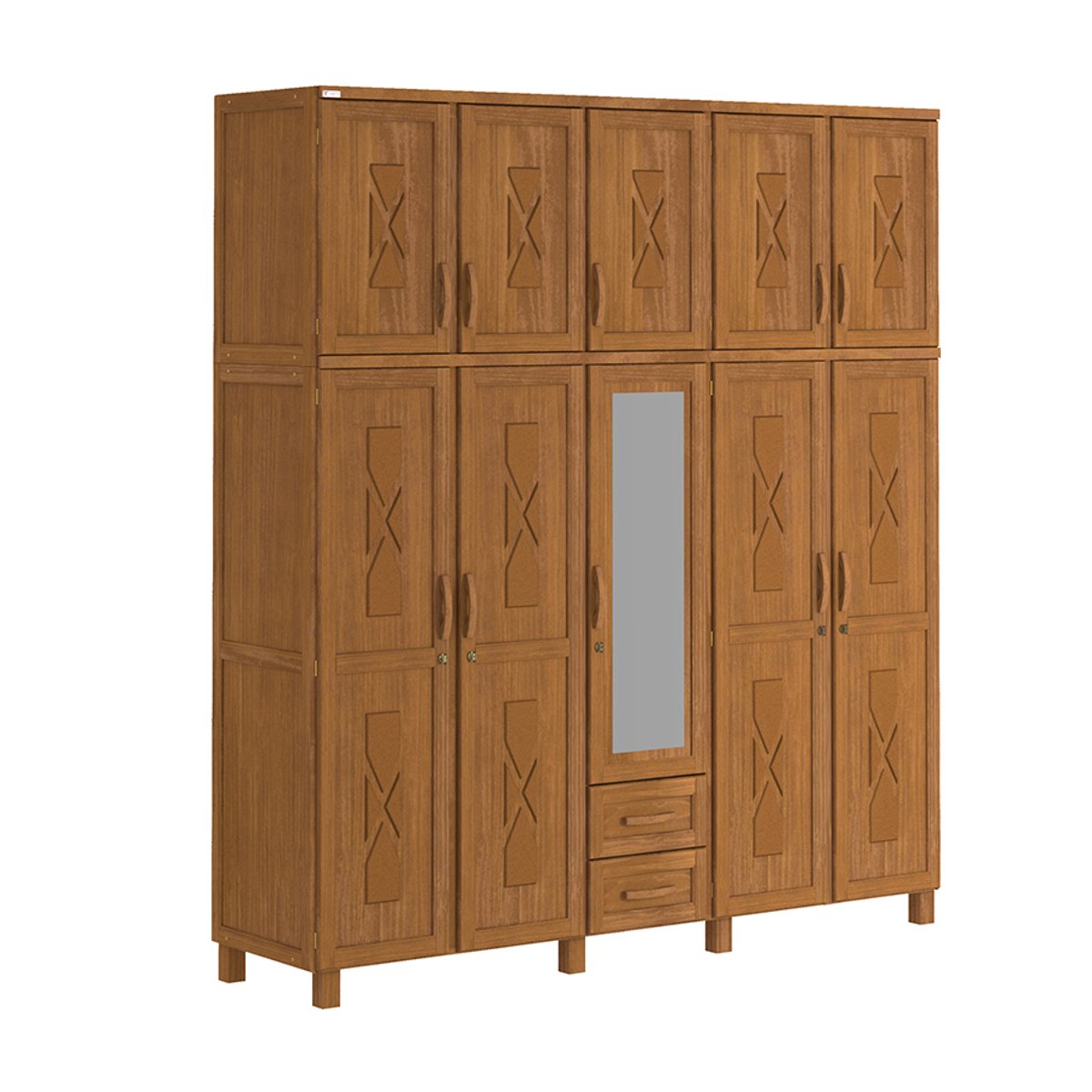 ROPERO 10 PUERTAS 2 CAJONES DALLAS SUPREMO CON ESPEJO TOZETTO CARVALLO ACETINADO