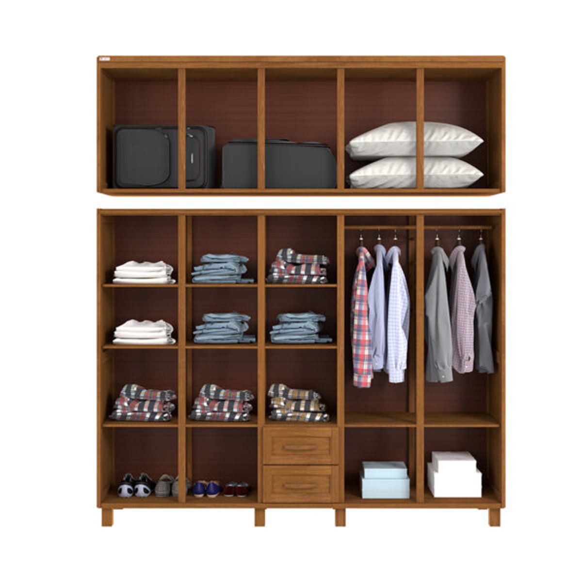 ROPERO 10 PUERTAS 2 CAJONES DALLAS SUPREMO CON ESPEJO TOZETTO CARVALLO ACETINADO - 3