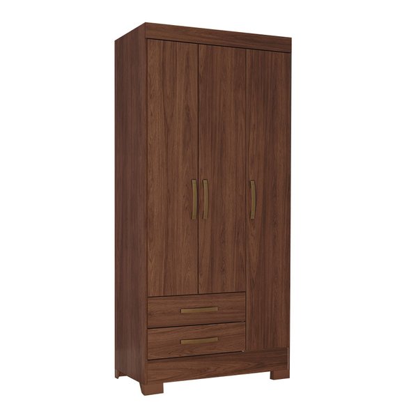 ROPERO 3 PUERTAS 2 CAJONES BE16 CASTAÑO