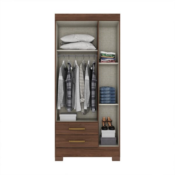 ROPERO 3 PUERTAS 2 CAJONES BE16 CASTAÑO