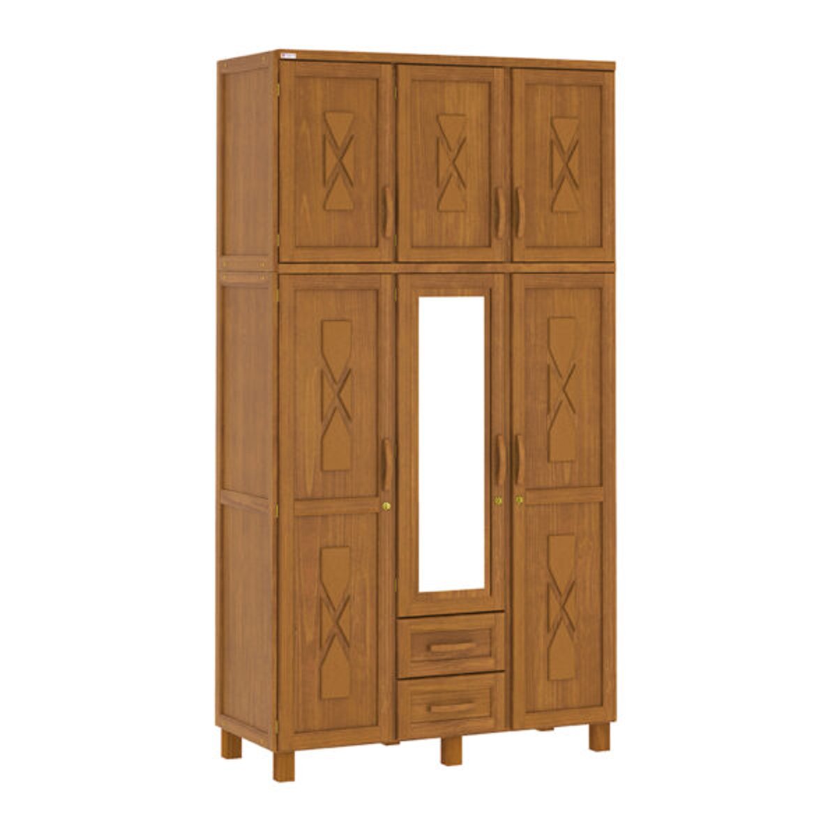 ROPERO 6 PUERTAS 2 CAJONES DALLAS SUPREMO CON ESPEJO TOZETTO CARVALLO ACETINADO