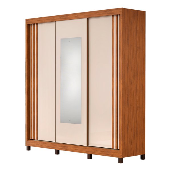 ROPERO 3 PUERTAS CORREDIZAS CON ESPEJO DELTA  FREIJO | OFF WHITE