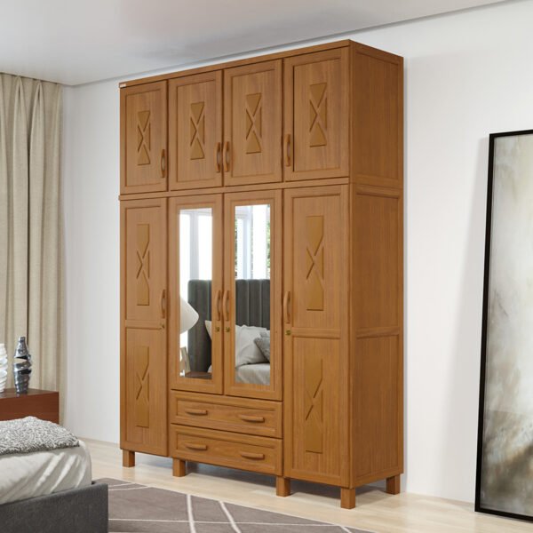 ROPERO 8 PUERTAS 2 CAJONES DALLAS SUPREMO CON ESPEJO TOZETTO CARVALLO ACETINADO