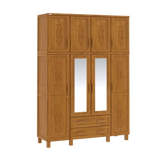 ROPERO 8 PUERTAS 2 CAJONES DALLAS SUPREMO CON ESPEJO TOZETTO CARVALLO ACETINADO