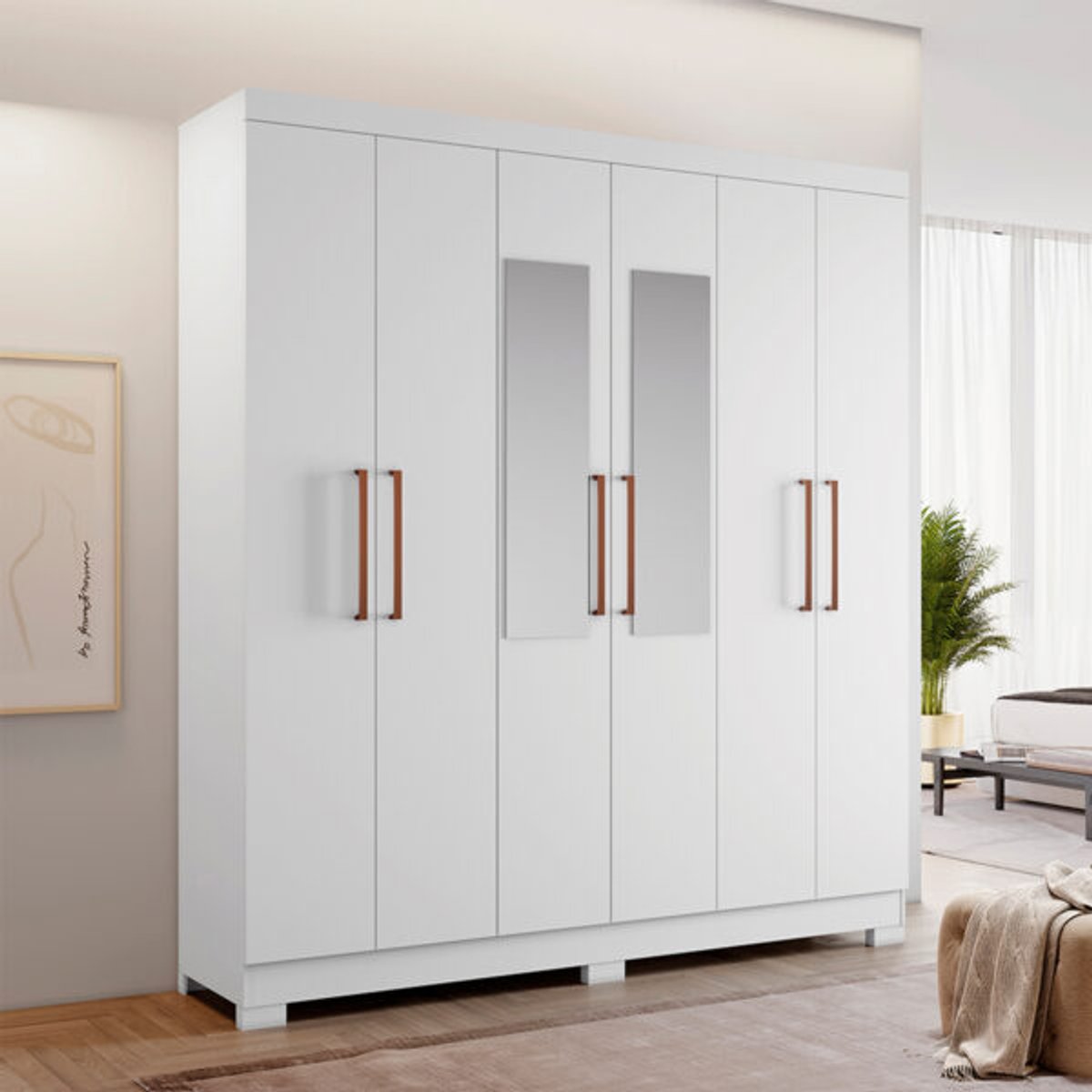 ROPERO 6 PUERTAS CON ESPEJO NT5190 NOTAVEL BLANCO - 6