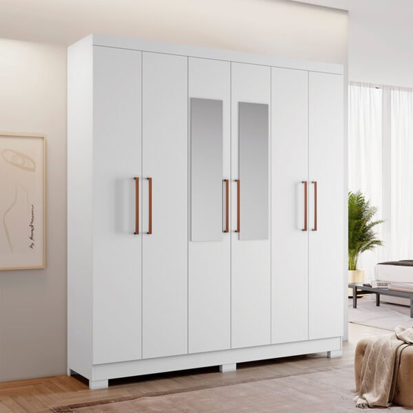 ROPERO 6 PUERTAS CON ESPEJO NT5190 NOTAVEL BLANCO