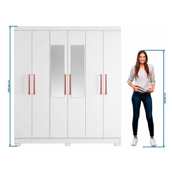 ROPERO 6 PUERTAS CON ESPEJO NT5190 NOTAVEL BLANCO
