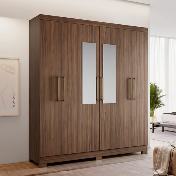 ROPERO 6 PUERTAS CON ESPEJO NT5190 NOTAVEL NOGAL TREND