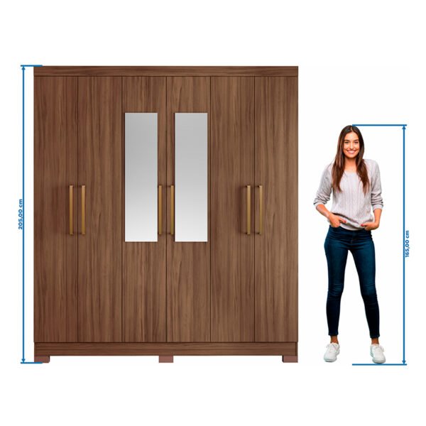 ROPERO 6 PUERTAS CON ESPEJO NT5190 NOTAVEL NOGAL TREND