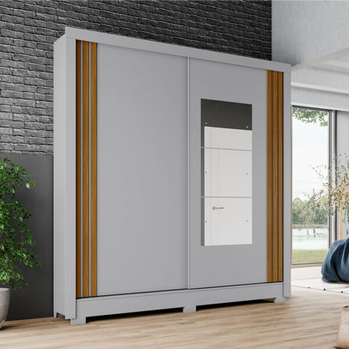 ROPERO 2 PUERTAS CORREDIZAS B93 HENN GRIS|NATURE - 2