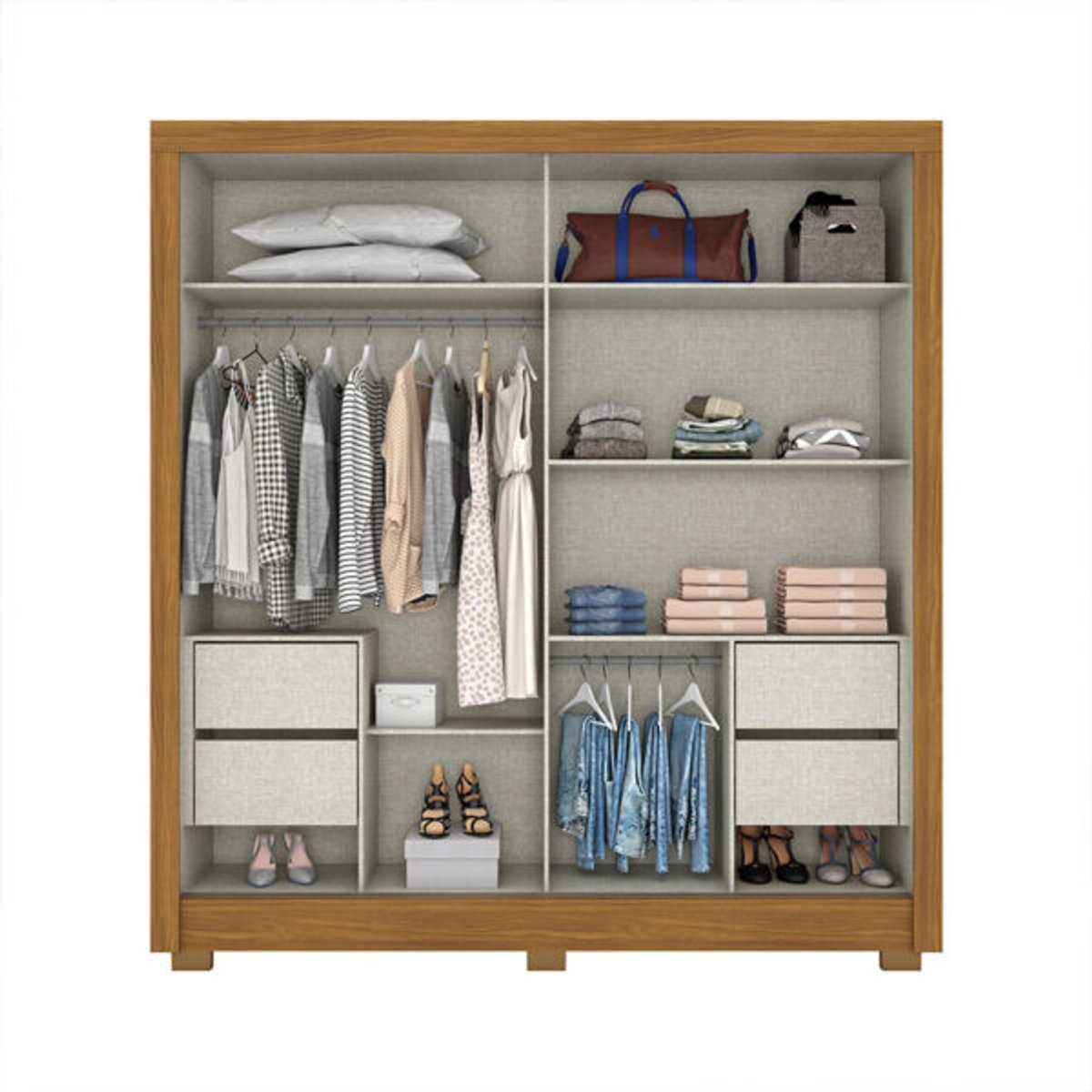 ROPERO 2 PUERTAS CORREDIZAS CON ESPEJO B93  NATURE | OFF WHITE - 3