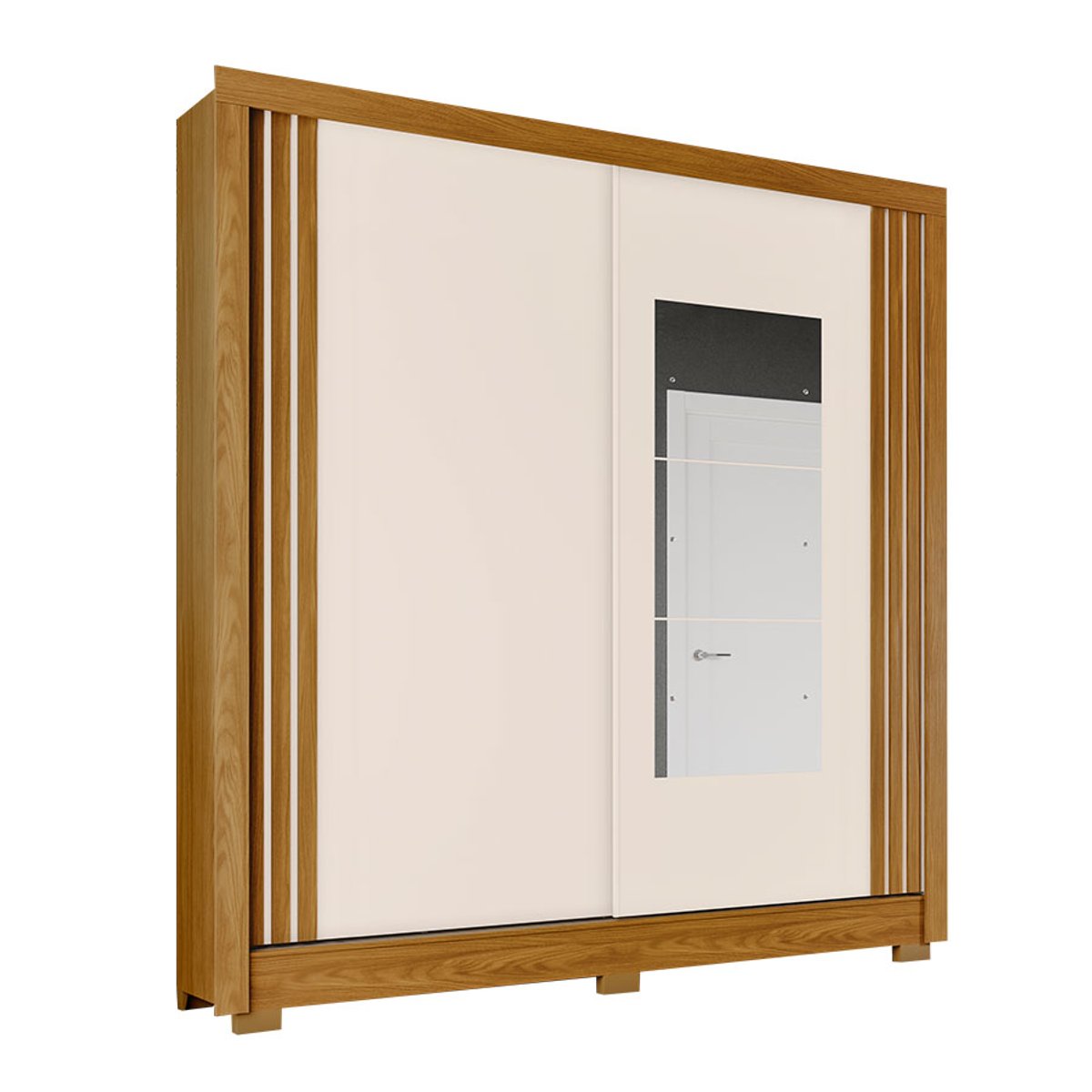 ROPERO 2 PUERTAS CORREDIZAS CON ESPEJO B93  NATURE | OFF WHITE
