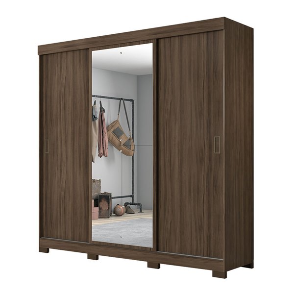 ROPERO 3 PUERTAS CORREDIZAS CON ESPEJO NT5020  NOGAL TREND