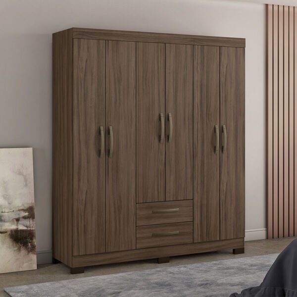 ROPERO 6 PUERTAS 2 CAJONES NT5130  NOGAL TREND
