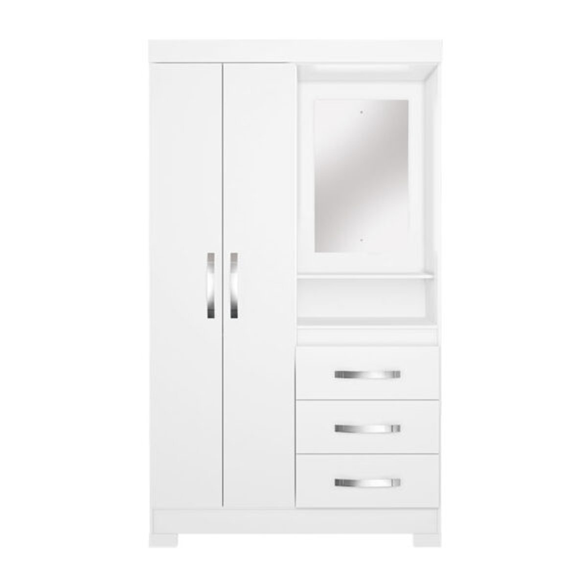 ROPERO 2 PUERTAS 3 CAJONES NT5170 CON ESPEJO BLANCO ROSA FLEX