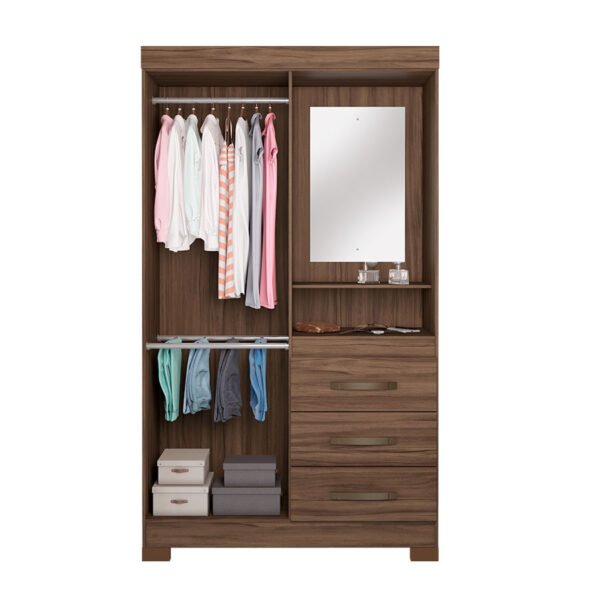  ROPERO 2 PUERTAS 3 CAJONES CON ESPEJO NT5170  NOGAL TREND