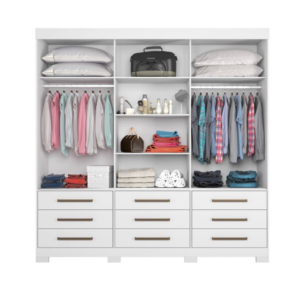 ROPERO 3 PUERTAS CORREDIZAS 9 CAJONES NT5030 CON ESPEJO  BLANCO