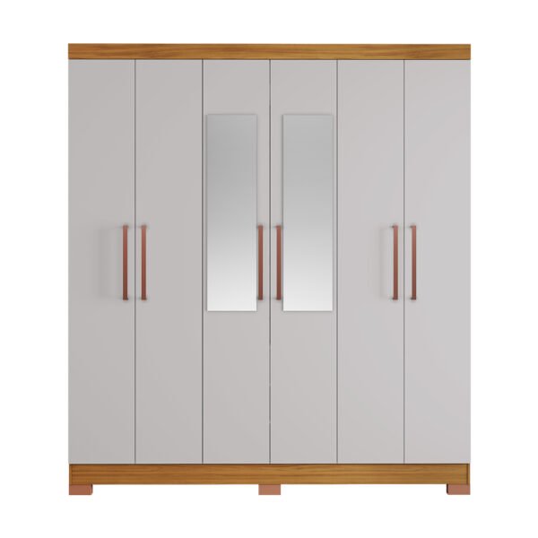 ROPERO 6 PUERTAS CON ESPEJO NT5190  FREIJO TREND OFF WHITE
