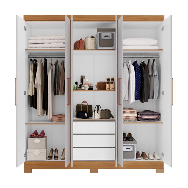 ROPERO 6 PUERTAS CON ESPEJO NT5190  FREIJO TREND OFF WHITE