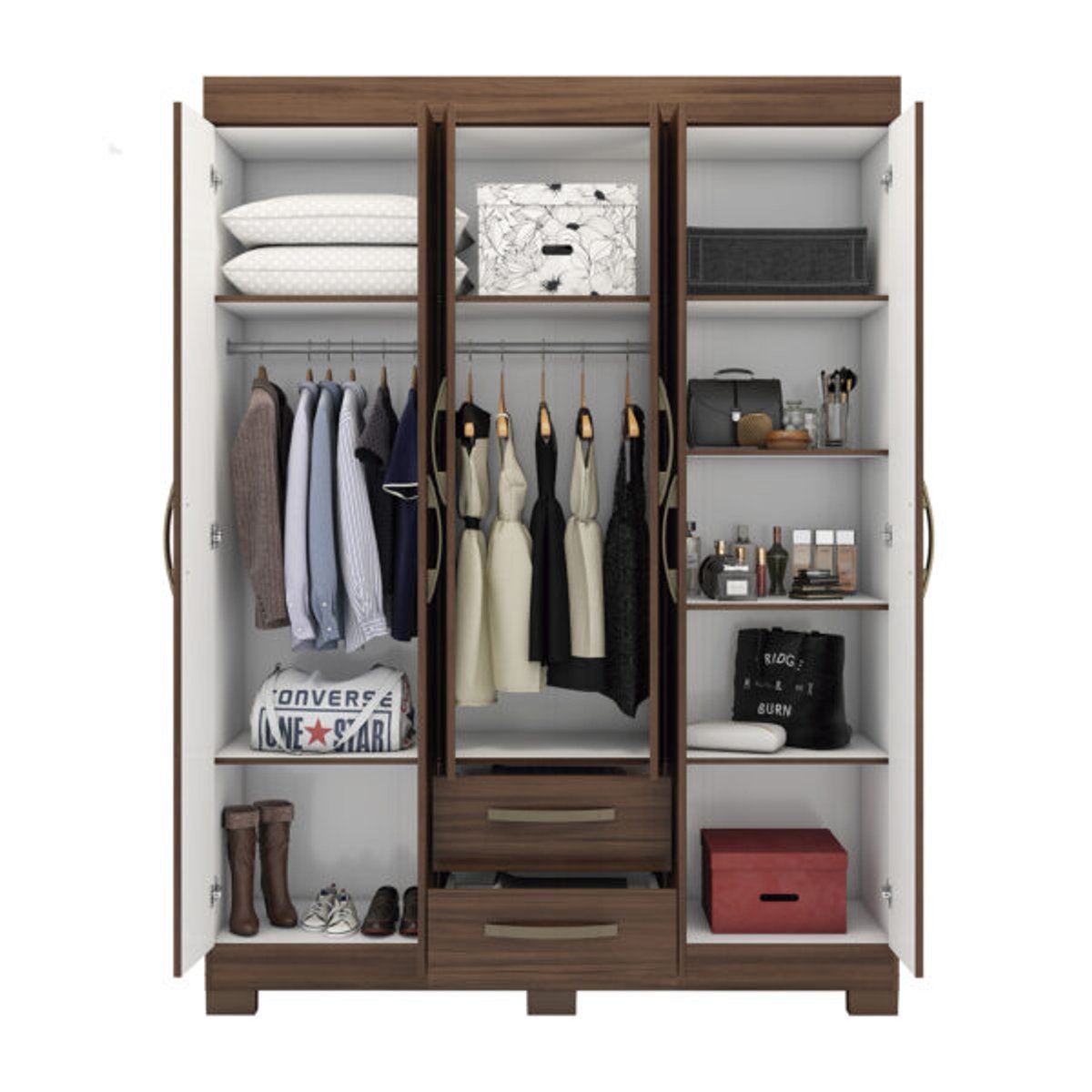 ROPERO 6 PUERTAS 2 CAJONES NT6015  NOGAL TREND - 4