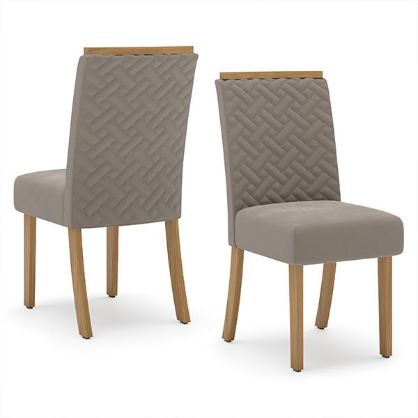 CONJUNTO COMEDOR 1600 CON VIDRIO YARA 6 SILLAS MALU TELA MARRON ALMENDRA