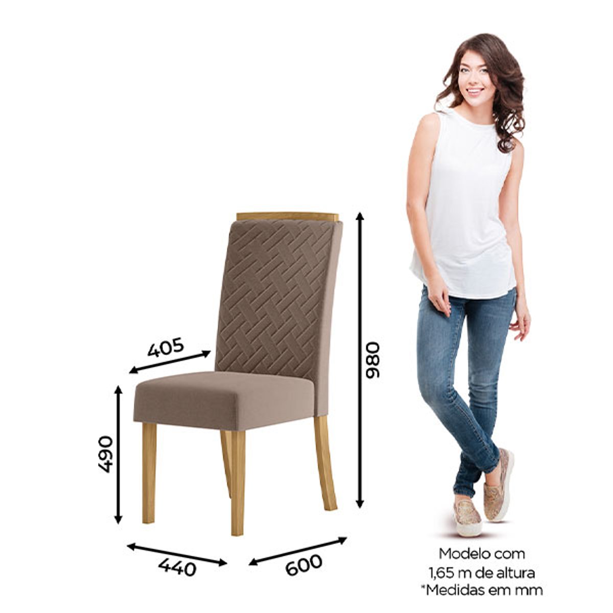 CONJUNTO COMEDOR 1600 CON VIDRIO YARA 6 SILLAS MALU TELA MARRON ALMENDRA - 2