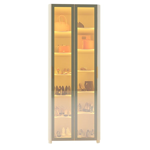  ZAPATERA 2 PUERTAS REFLECTA CON LEDS CON PATAS GELIUS OFF WHITE