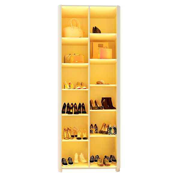  ZAPATERA 2 PUERTAS REFLECTA CON LEDS CON PATAS GELIUS OFF WHITE