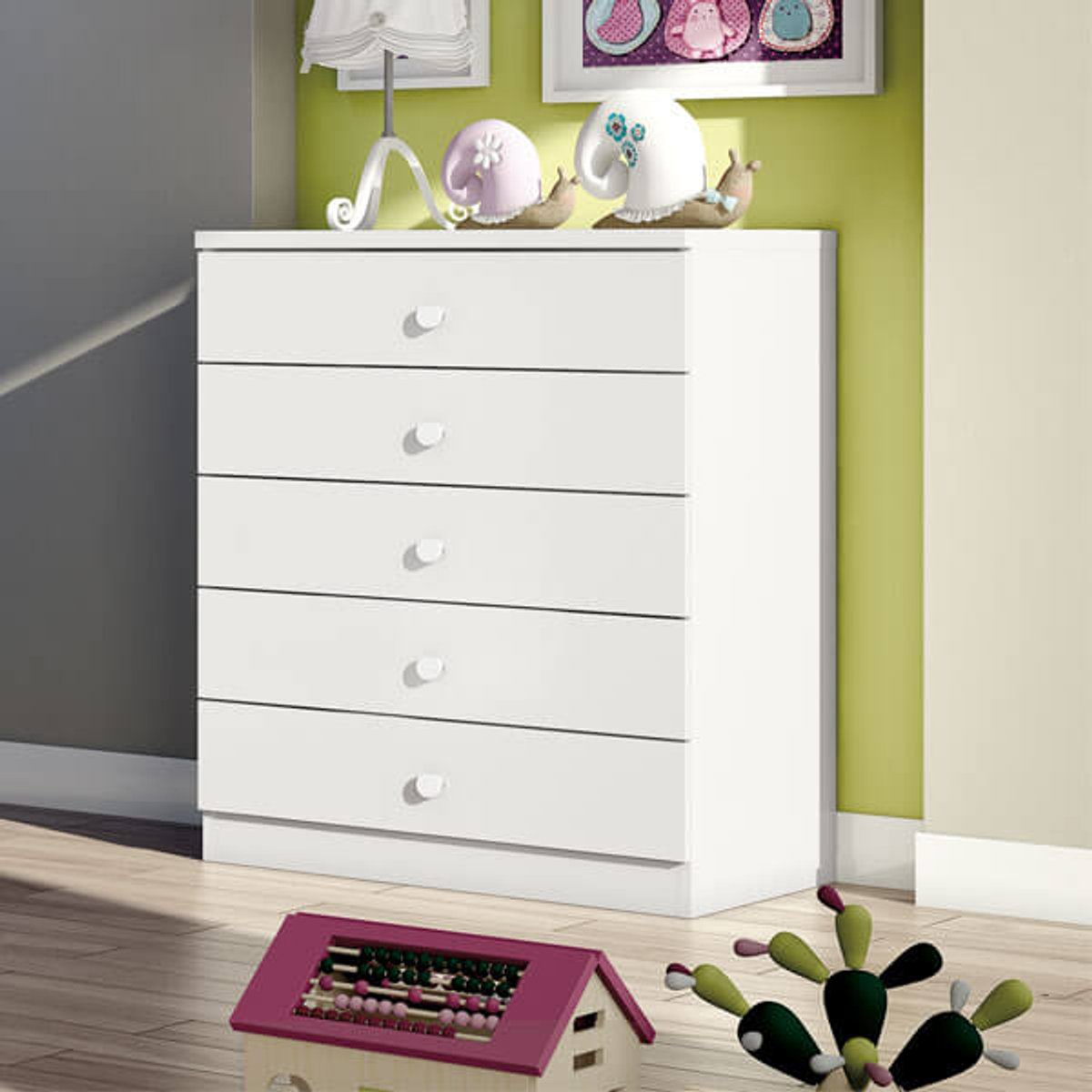 COMODA 5 CAJONES BALA DE MENTA IA710  BLANCO - 2