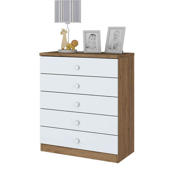 COMODA 5 CAJONES BALA DE MENTA IA710 RÚSTICO | BLANCO
