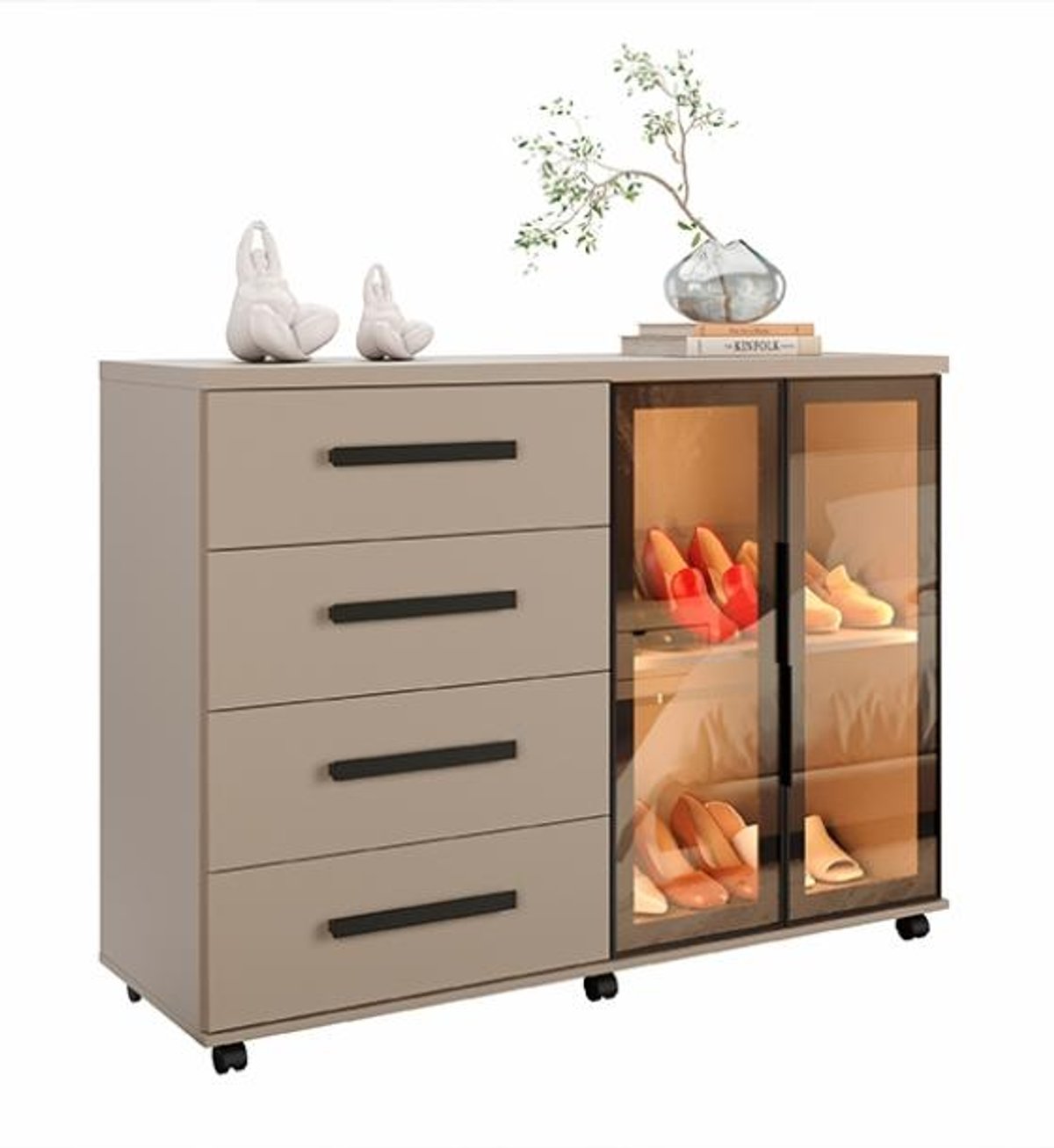 COMODA ZAPATERA 4 CAJONES 2 PUERTAS - 2