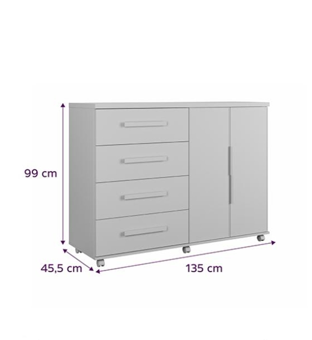 COMODA ZAPATERA 4 CAJONES 2 PUERTAS - 4