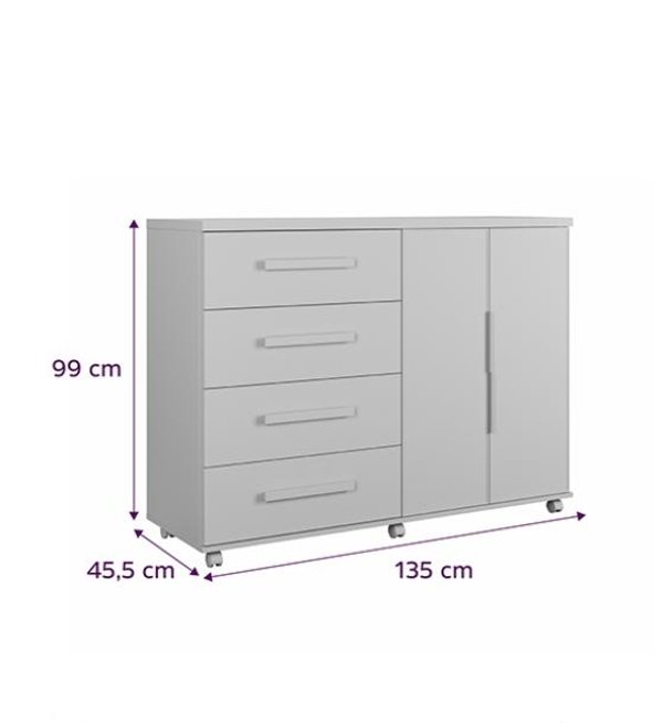 COMODA ZAPATERA 4 CAJONES 2 PUERTAS