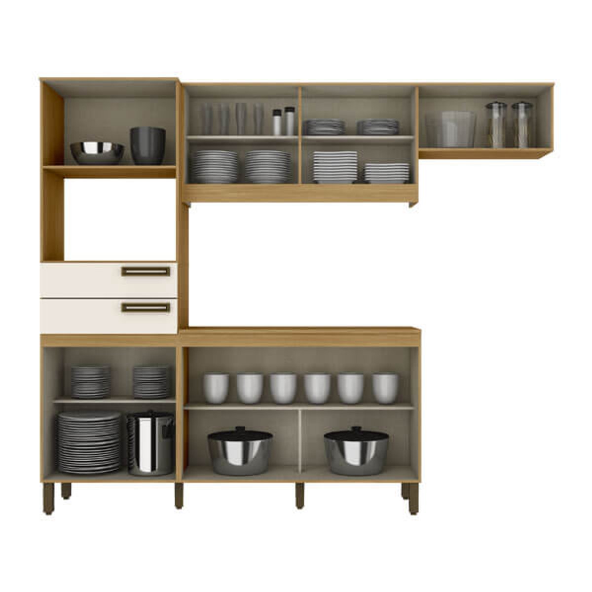 KIT COCINA 2250 7 PUERTAS 2 CAJONES B107 BRIZ NATURE | OFF WHITE - 2