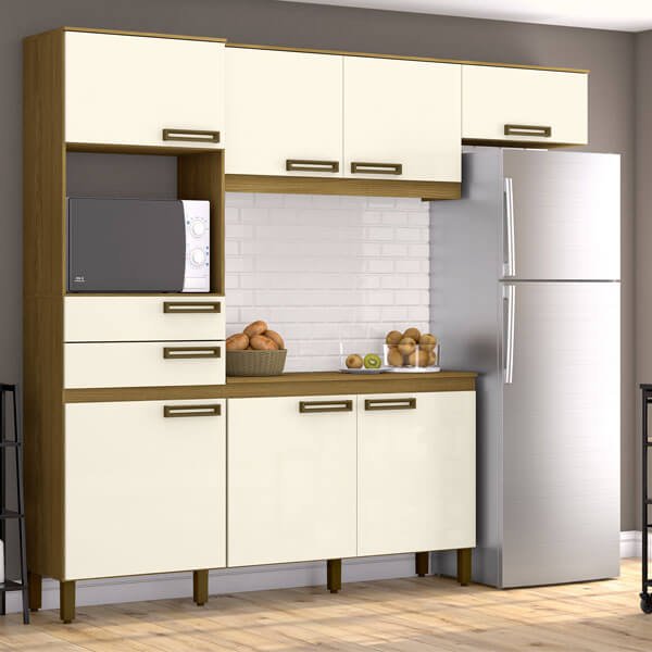 KIT COCINA 2250 7 PUERTAS 2 CAJONES B107 BRIZ NATURE | OFF WHITE
