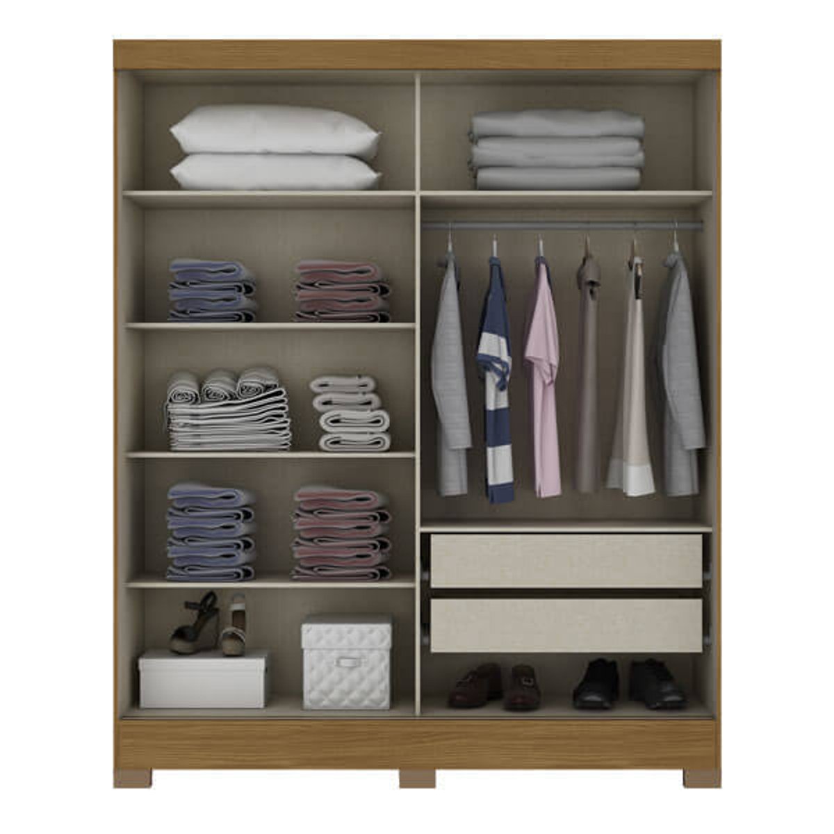 ROPERO 2 PUERTAS CORREDIZAS CON ESPEJO B74  NATURE | OFF WHITE - 3