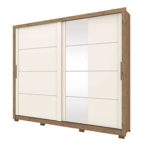 ROPERO 2 PUERTAS CORREDIZAS CON ESPEJO PALACE DE299 RÚSTICO | OFF WHITE