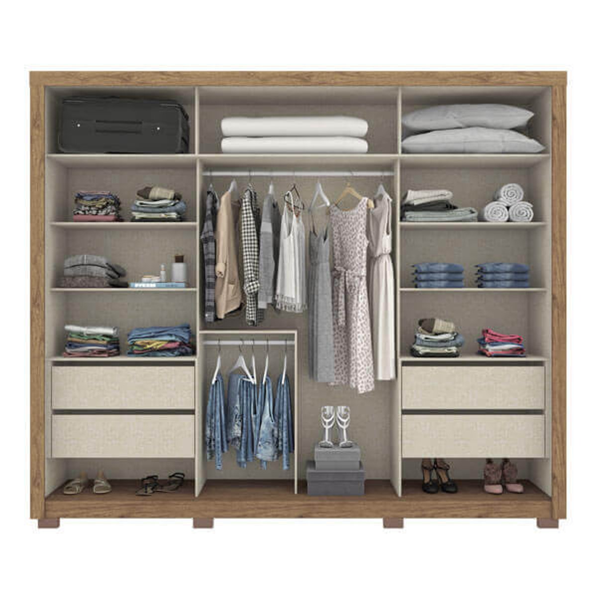 ROPERO 2 PUERTAS CORREDIZAS CON ESPEJO PALACE DE299 RÚSTICO | OFF WHITE