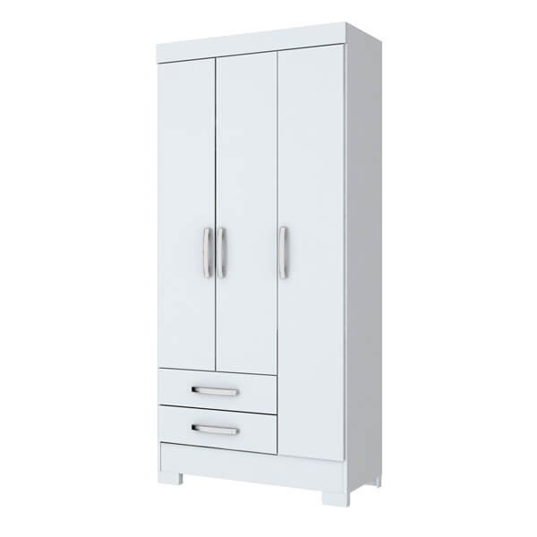 ROPERO 3 PUERTAS 2 CAJONES BE16 BLANCO|ROSA FLEX