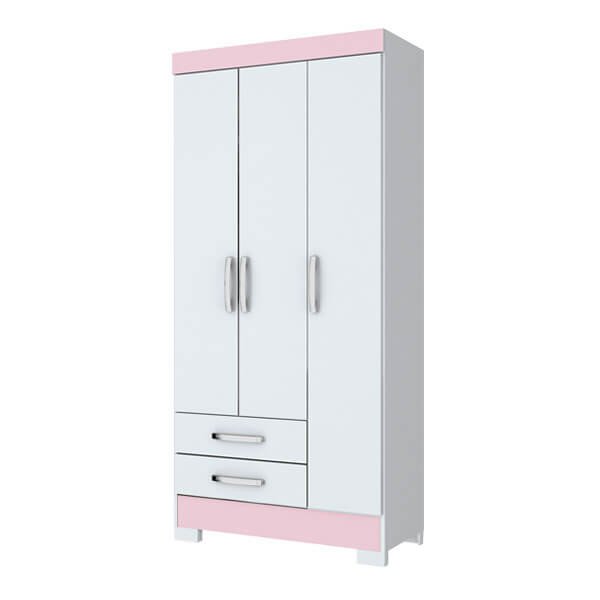 ROPERO 3 PUERTAS 2 CAJONES BE16 BLANCO|ROSA FLEX