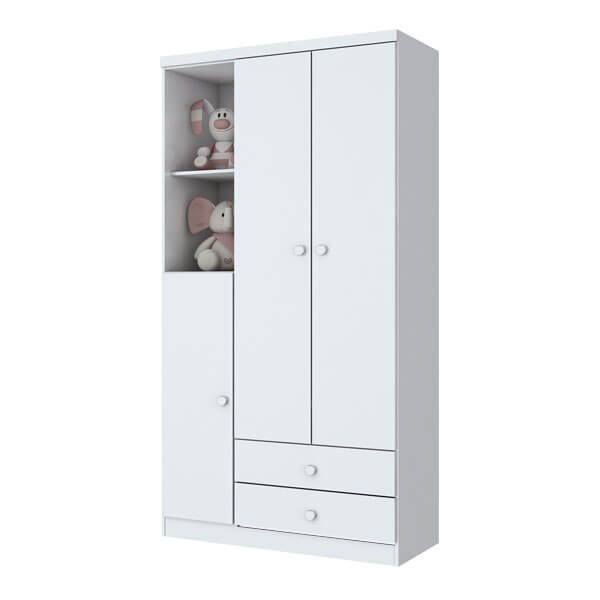 ROPERO 3 PUERTAS 2 CAJONES BALA DE MENTA IA110 BLANCO