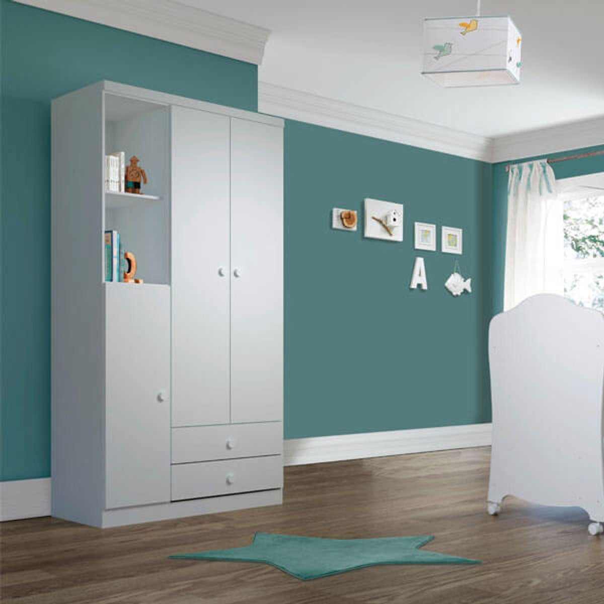 ROPERO 3 PUERTAS 2 CAJONES BALA DE MENTA IA110 BLANCO